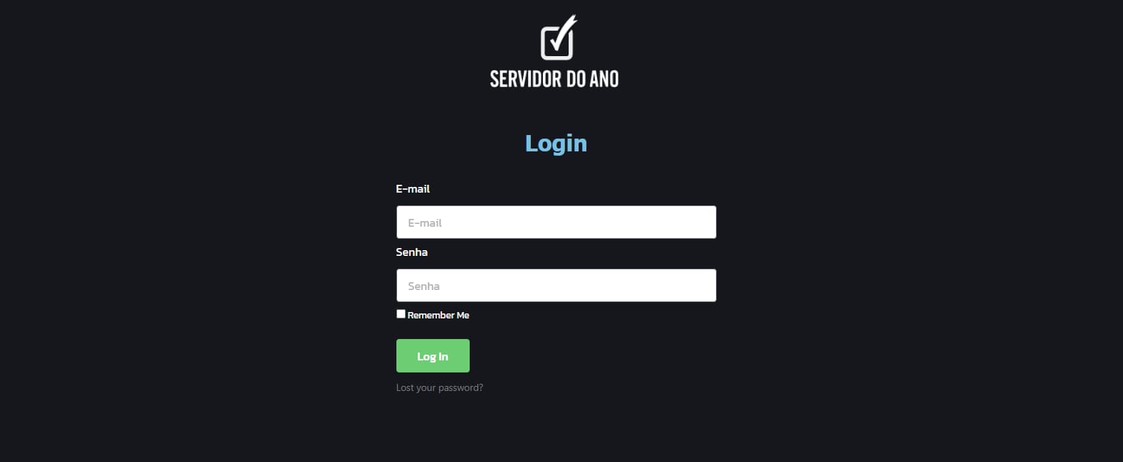 Configuração da eleição no Servidor do Ano